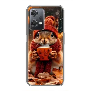 Печатный чехол «Зверята с кофе» для OnePlus Nord CE 2 (5G) (IV2201) (Белка с кофе)