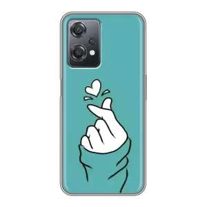 Чехлы (Знак сердечка) на OnePlus Nord CE 2 (5G) (IV2201) (Сердечко на бирюзовом)