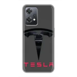 Силиконовый бампер с картинкой машины на OnePlus Nord CE 2 (5G) (IV2201) (Logo TESLA)