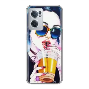 Чехол с картинкой Модные Девчонки OnePlus Nord CE 2 Lite 5G (Девушка с коктейлем)