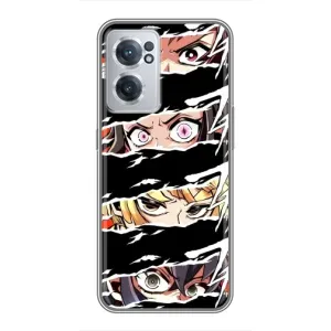 Силиконовые чехлы с глазами Anime для ВанПлас Норд СЕ 2 Лайт 5G (Глаза на чорном)