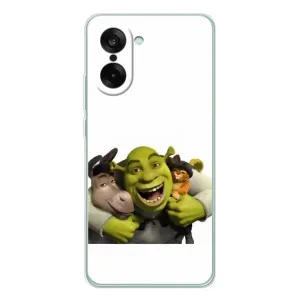 Печатный чехол с принтом Шрек для OnePlus Nord CE 5 (Шрек осел и кот)