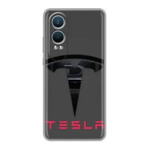 Силиконовый бампер с картинкой машины на OnePlus Nord CE4 Lite (Logo TESLA)
