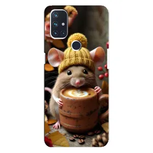 Печатный чехол «Зверята с кофе» для OnePlus Nord N10 5G (Мышка с кофе)