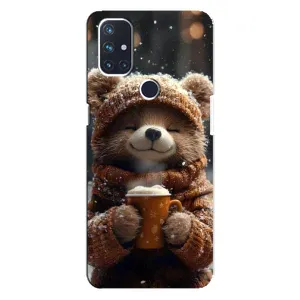 Печатный чехол «Зверята с кофе» для OnePlus Nord N10 5G (Медвежонок с кофе)