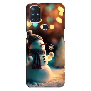 Чехлы на Новый Год OnePlus Nord N10 5G (Снеговик праздничный)