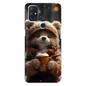 Друкований чохол 'Звірята з кавою' для OnePlus Nord N100 (Ведмедик з кавою)