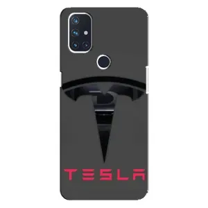 Силиконовый бампер с картинкой машины на OnePlus Nord N100 (Logo TESLA)