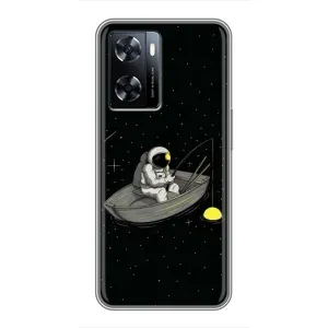 Силиконовый Чехол с принтом "Космонавты" на OnePlus Nord N20 SE (Космонавт на рыбалке)