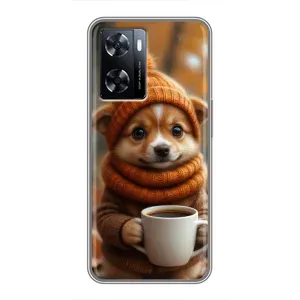 Печатный чехол «Зверята с кофе» для OnePlus Nord N20 SE (Собачка с кофе)