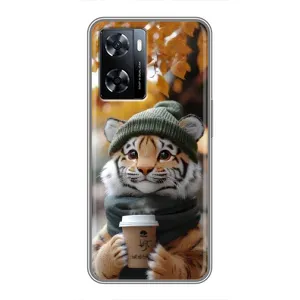 Печатный чехол «Зверята с кофе» для OnePlus Nord N20 SE (Тигр с кофе)