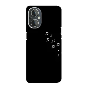 Чехол с картинками на черном фоне для OnePlus Nord N20 (Ноты)