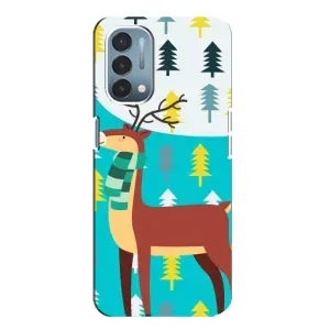 Силиконовый бампер с картинкой животных для OnePlus Nord N200 5G (DE211) (Олень с шарфом)