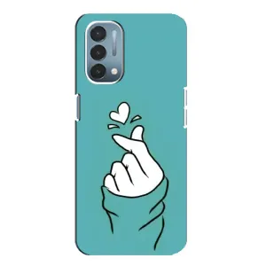 Чехлы (Знак сердечка) на OnePlus Nord N200 5G (DE211) (Сердечко на бирюзовом)