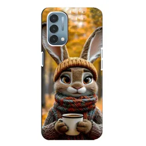 Печатный чехол «Зверята с кофе» для OnePlus Nord N200 5G (DE211) (Зайчик с кофе)