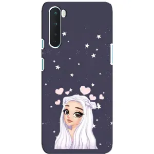Чехол Стильные девушки на OnePlus Nord (Девушка и сердечки)
