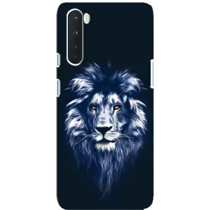 Чехол с картинкой на OnePlus Nord (Лев - синий)
