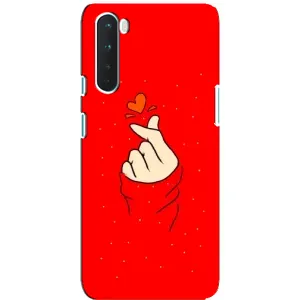 Чехлы (Знак сердечка) на OnePlus Nord (Сердце на красном)
