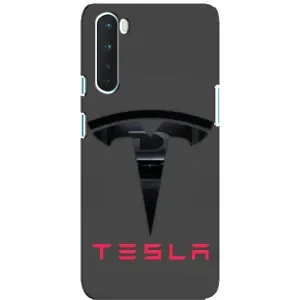 Силиконовый бампер с картинкой машины на OnePlus Nord (Logo TESLA)