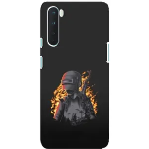 Силиконовый чехол с картинкой "Герой Pubg" на OnePlus Nord (В огне)