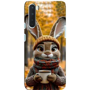 Печатный чехол «Зверята с кофе» для OnePlus Nord (Зайчик с кофе)