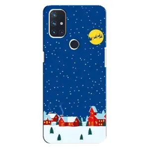 Силиконовый бампер на рождество для OnePlus Nord 10 5G (Город в снегу)