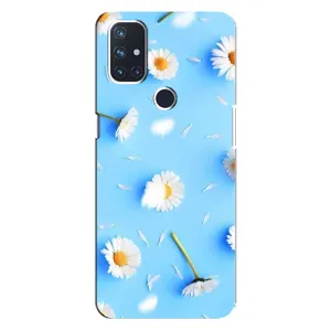 Чехол с Цветами для OnePlus Nord 10 5G (ромашки на голубом)