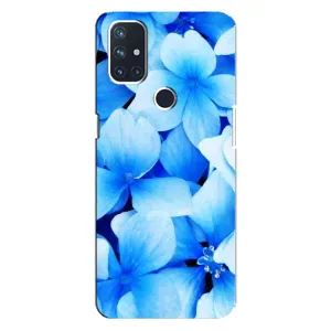 Силиконовый бампер с принтом (цветочки) на ВанПлас Норд 10 (5G) (Синие цветы)