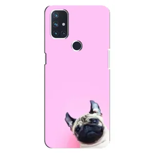 Бампер для OnePlus Nord 10 5G з картинкою "Песики" (Собака на рожевому)
