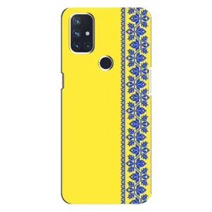 Силиконовый Чехол на OnePlus Nord 10 5G (Вышиванка на желтом)