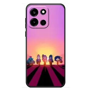 Силиконовый Чехол на OnePlus Turbo 6 с картинкой Brawl Stars (Персонажи в закате)