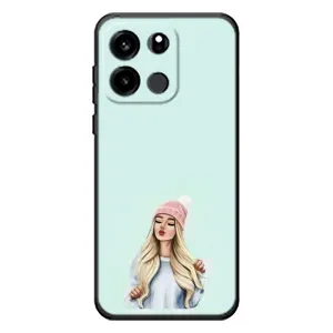 Силиконовый Чехол на OnePlus Turbo 6V с картинкой Стильных Девушек (В шапке)