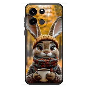 Друкований чохол 'Звірята з кавою' для OnePlus Turbo 6V (Зайчик з кавою)