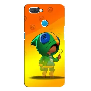 Чехол Бравл Старс для OPPO A12 (LEON в кофте)