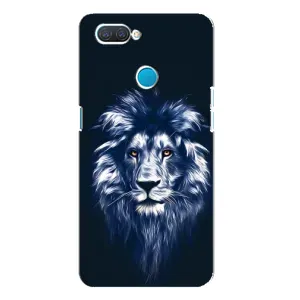 Чехол с картинкой на OPPO A12 (Лев - синий)