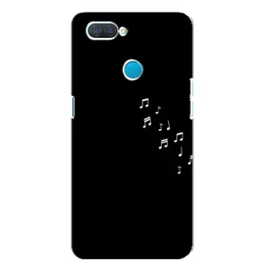 Чехол с картинками на черном фоне для OPPO A12 (Ноты)