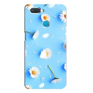 Чохол з Квітами для OPPO A12 (ромашки на блакитному)