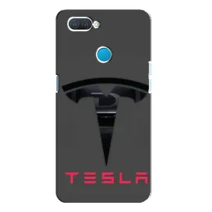 Силиконовый бампер с картинкой машины на OPPO A12 (Logo TESLA)