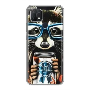 Силиконовый Чехол с Енотами на OPPO A15 (Енот в очках)