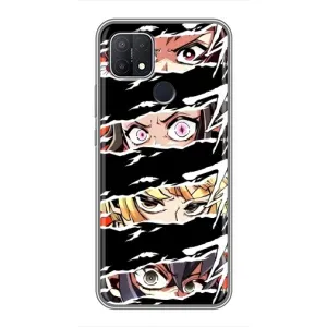 Силіконові чохлі з очіма Anime для Оппо А15 (Очі на чорному)