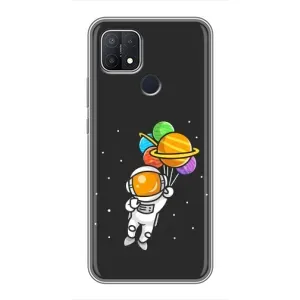 Силиконовый Чехол с принтом "Космонавты" на OPPO A15 (Космонавт с шариками)