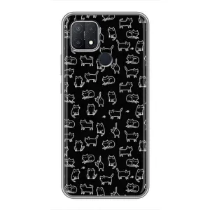 Чехол на тематику: Коты для OPPO A15 (Котики на черном)