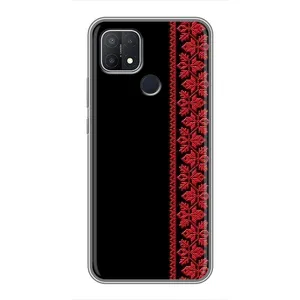 Силиконовый Чехол на OPPO A15 (Красная Вышиванка)
