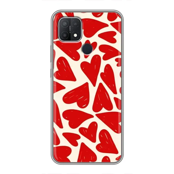 Чехол с рисунком «Красные сердечка» для OPPO A15 Чехол с рисунком «Красные сердечка» для OPPO A15