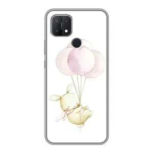 Силиконовый бампер с картинкой животных для OPPO A15 (Кролик и шарики)
