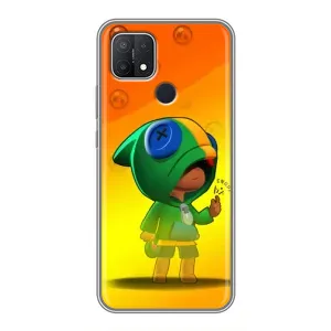 Чехол Бравл Старс для OPPO A15 (LEON в кофте)