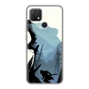 Силиконовый бампер с картинкой животных для OPPO A15 (Медведь и лес)