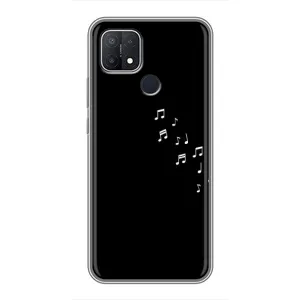 Чехол с картинками на черном фоне для OPPO A15 (Ноты)