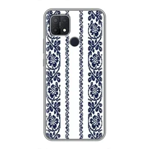 Силиконовый Чехол на OPPO A15 с картинкой Вышиванки (Синяя вышиванка)