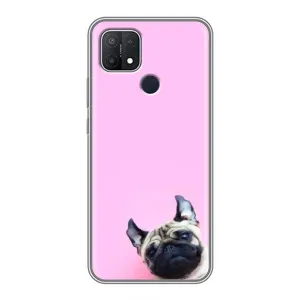 Бампер для OPPO A15 с картинкой "Песики" (Собака на розовом)
